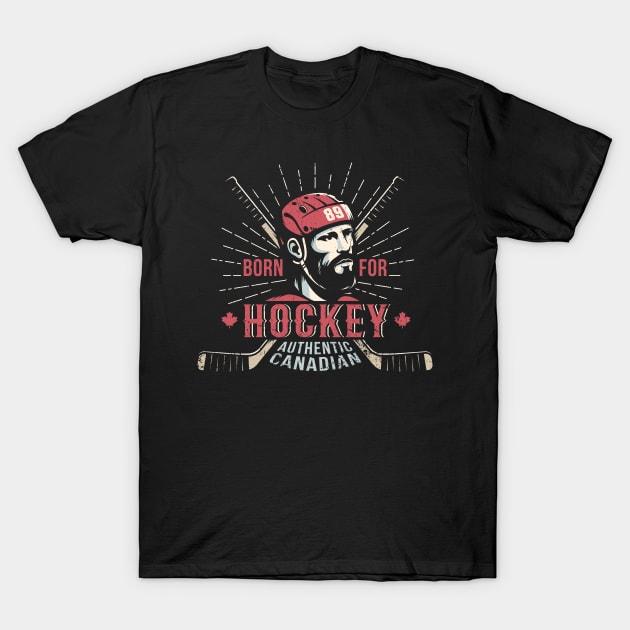 Vintage Canadian hockey print with bearded player T-Shirt by Agor2012